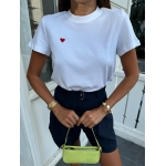 Heart Embroidered Black and White T-Shirts - Image 2