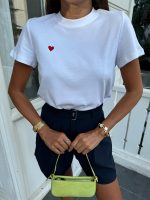 Heart Embroidered Black and White T-Shirts - Image 2