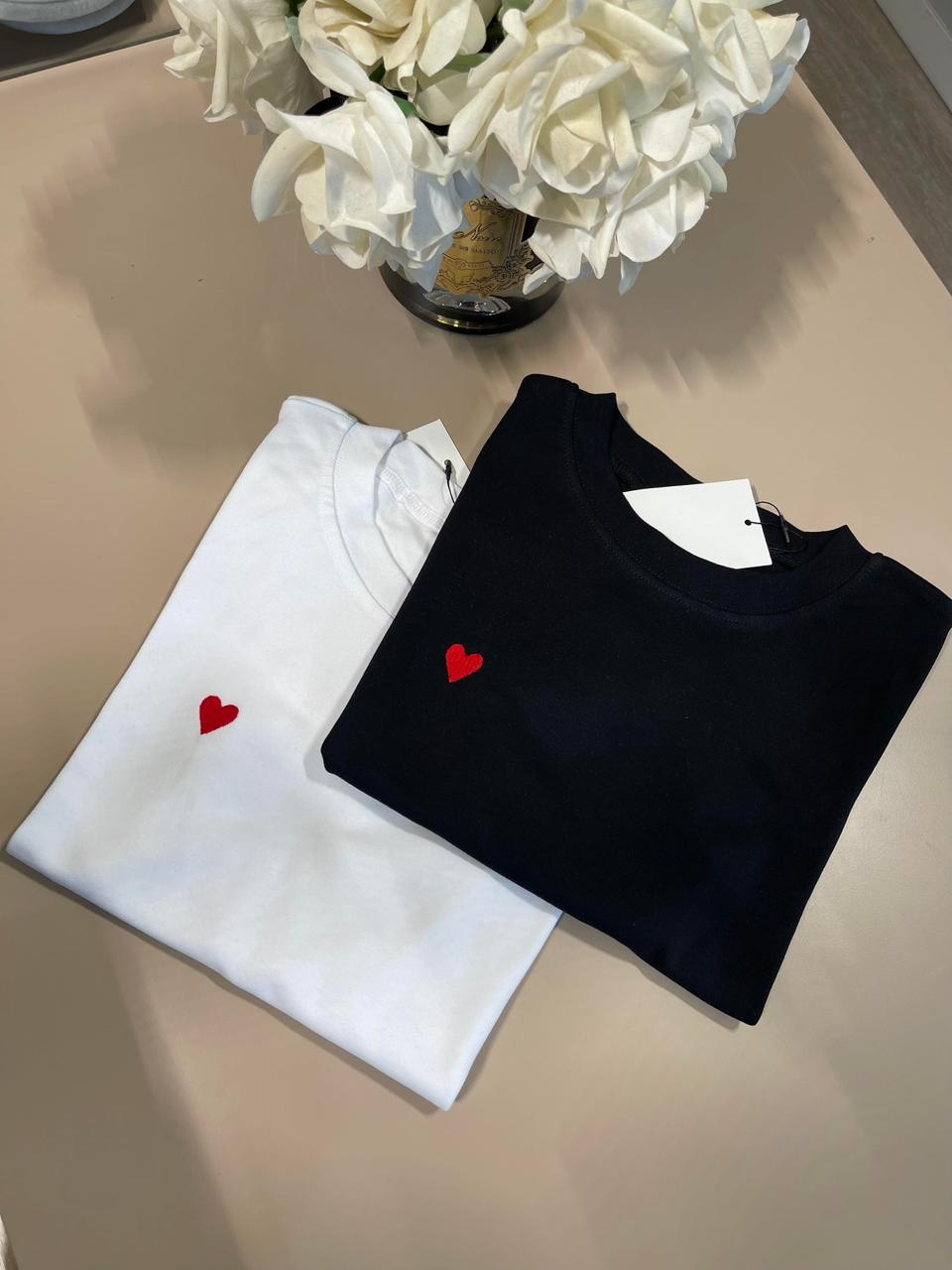 WhatsApp Image 2026-05-01 at 6.41.59 PM Heart Embroidered Black and White T-Shirts - Image 1