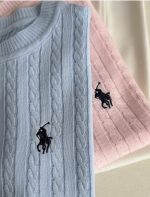 Ralph Lauren Cable Knit Sweater Pink Blue - Image 4