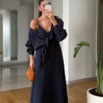 Black Wrap Maxi Dress and Shirt Set
