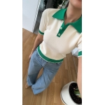 Ivory and Green Short Sleeve Polo Shirt - Image 2