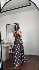 Black Polka Dot Halter Maxi Dress