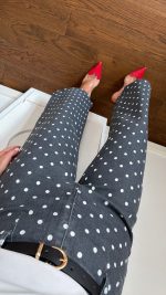 Black Polka Dot Wide Leg Pants - Image 3