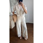 Cream Embroidered Two Piece Set - Image 3