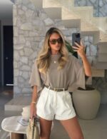 White High Waist Shorts - Image 3