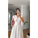 White Short Sleeve Midi Dress - Image 2
