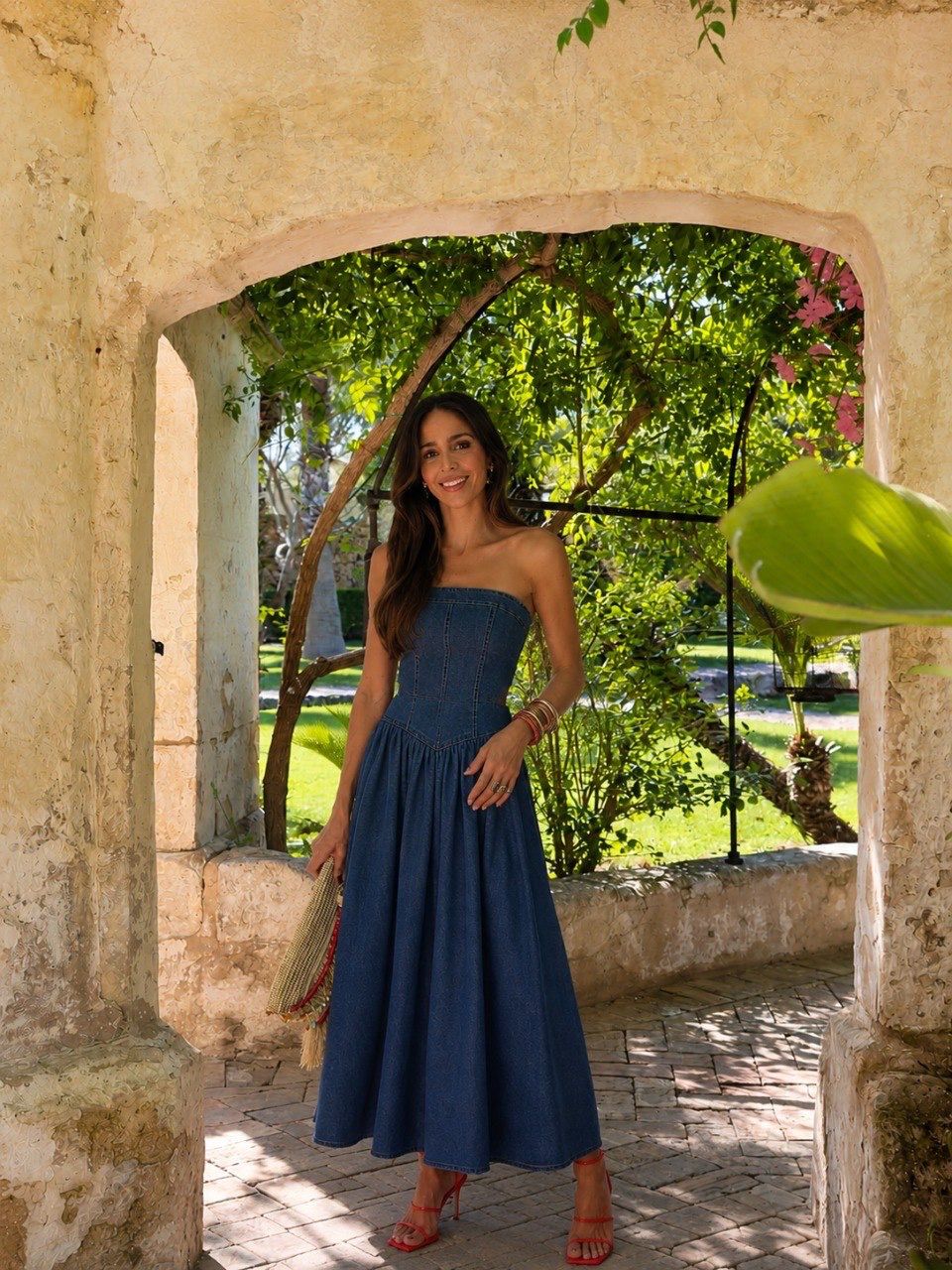 cdacd64b-6038-4157-9185-64b135d37037 Women's Strapless Denim Maxi Dress - Image 1