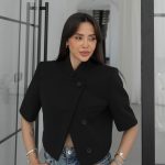 Black Short Sleeve Cropped Blazer