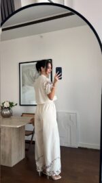 Cream Embroidered Two Piece Set - Image 4