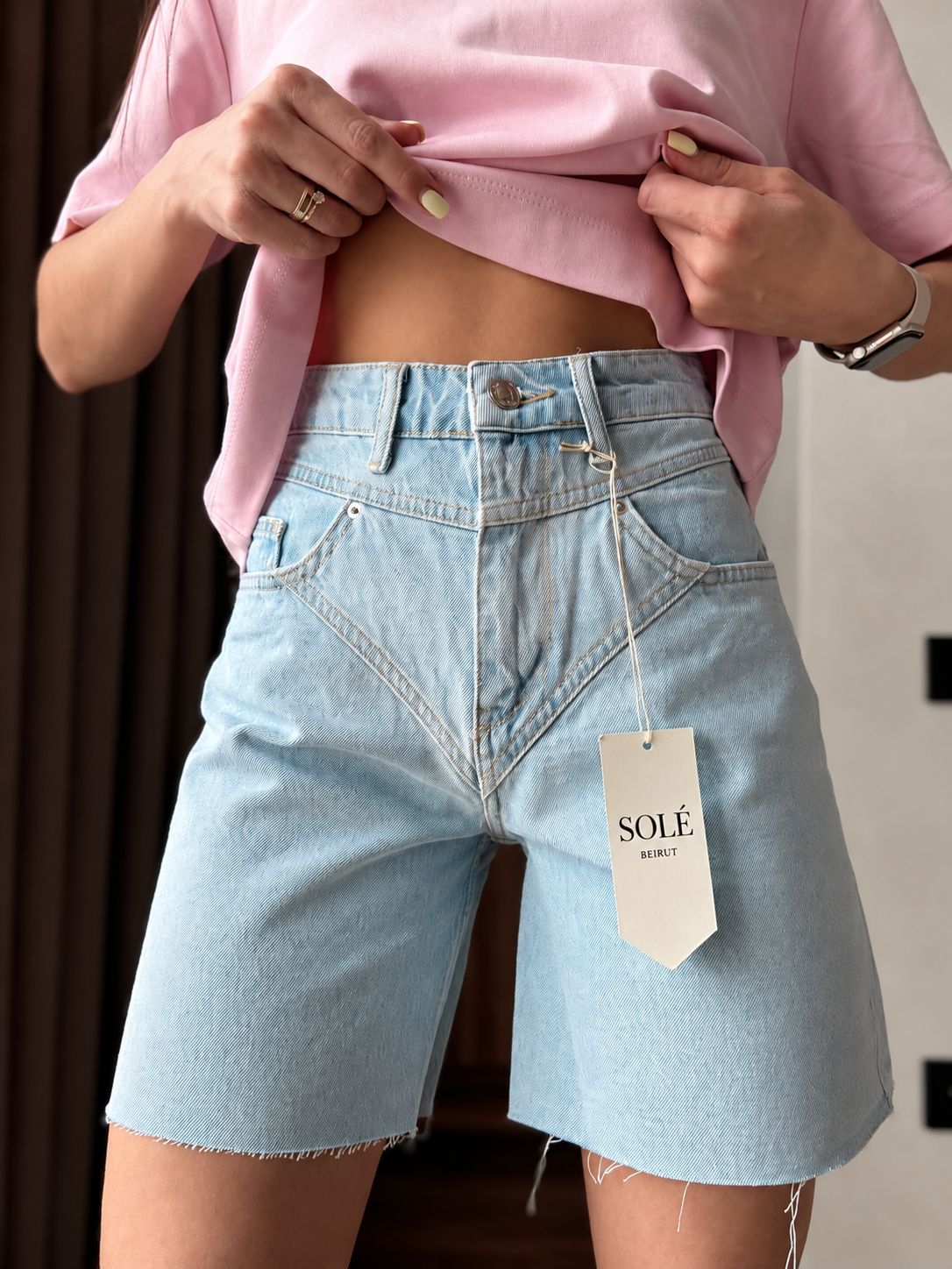 f1342bbb-a3a0-4a00-8ccc-3328b4378f44 Solé Light Blue Denim Shorts - Image 1