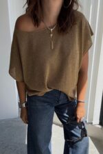 Gold Knit Short Sleeve Top - Image 2