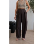 Wide Leg High Waist Brown Pants - Image 2