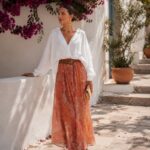 Orange Patterned Flory Skirt