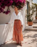 Orange Patterned Flory Skirt