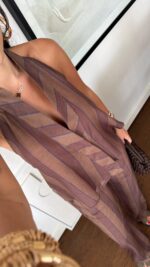 Brown Striped Halter Top and Pants Set - Image 2