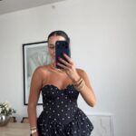 Black Polka Dot Peplum Corset Top