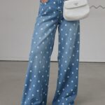 Wide Leg Polka Dot Blue Jeans