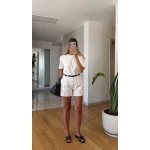 White Polka Dot High Waist Shorts - Image 2