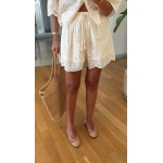 White Eyelet Embroidered Shirt and Shorts Set - Image 2