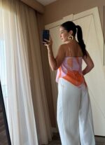Pink and Orange Geometric Print Camisole Top - Image 2