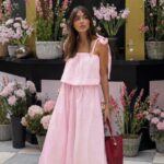 Pink Sleeveless Midi Tie Strap Dress