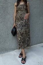 Leopard Print Sleeveless Maxi Dress - Image 4