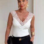 White Lace V-Neck Sleeveless Top