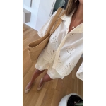 White Eyelet Embroidered Shirt and Shorts Set - Image 3