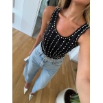 Black Studded Sleeveless Tank Top - Image 2