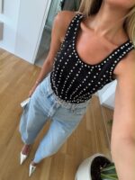 Black Studded Sleeveless Tank Top - Image 2