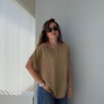 Gold Knit Short Sleeve Top