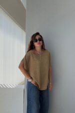 Gold Knit Short Sleeve Top