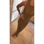 Sleeveless Gold Knit Maxi Dress - Image 2