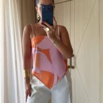 Pink and Orange Geometric Print Camisole Top