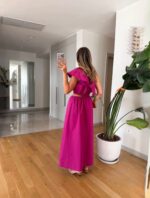 Magenta One Shoulder Maxi Dress - Image 2
