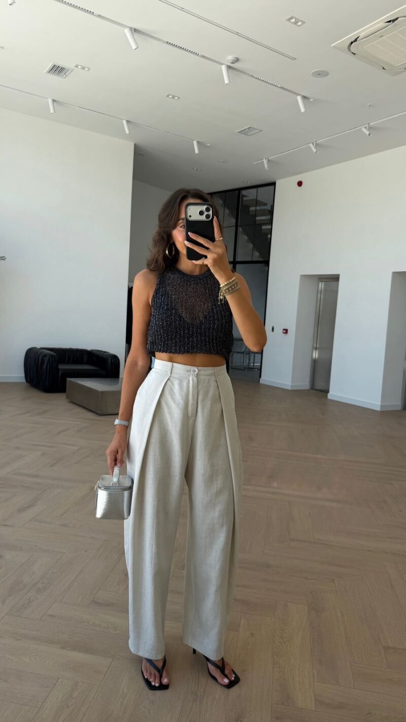 Black Knit Crop Top