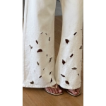 White Wide Leg Embroidered Jeans - Image 3