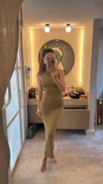Sleeveless Gold Knit Maxi Dress