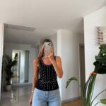 Black Studded Sleeveless Tank Top