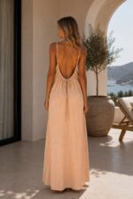 Beige Sleeveless Maxi Slip Dress - Image 2