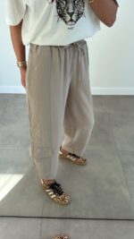 Beige Wide Leg Cargo Pants - Image 2