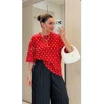 Red Polka Dot T-Shirt With White Heart Cutout Back - Image 2