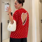 Red Polka Dot T-Shirt With White Heart Cutout Back