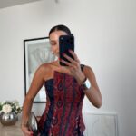 Red Paisley One Shoulder Corset Top