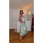 Strapless Pineapple Print Midi Dress - Image 2