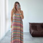 Multicolor Zigzag Pattern Maxi Dress