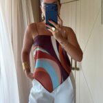 Geometric Print Handkerchief Hem Cami Top
