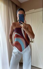 Geometric Print Handkerchief Hem Cami Top