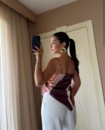 Geometric Print Handkerchief Hem Cami Top - Image 2